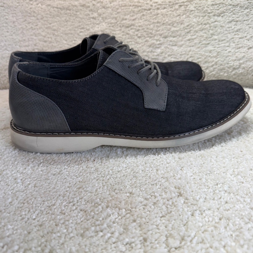 Madden M-DECKER Mens 10 M Black Denim Fabric Derby Oxford Shoes Preppy Likw New‎ - Picture 3 of 8